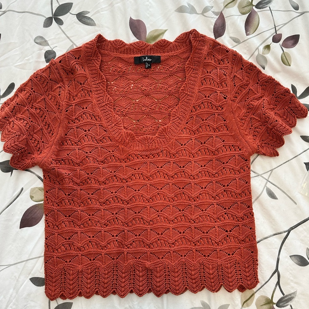 Lulus Sweetest Example Rust Orange Pointelle Knit… - image 2